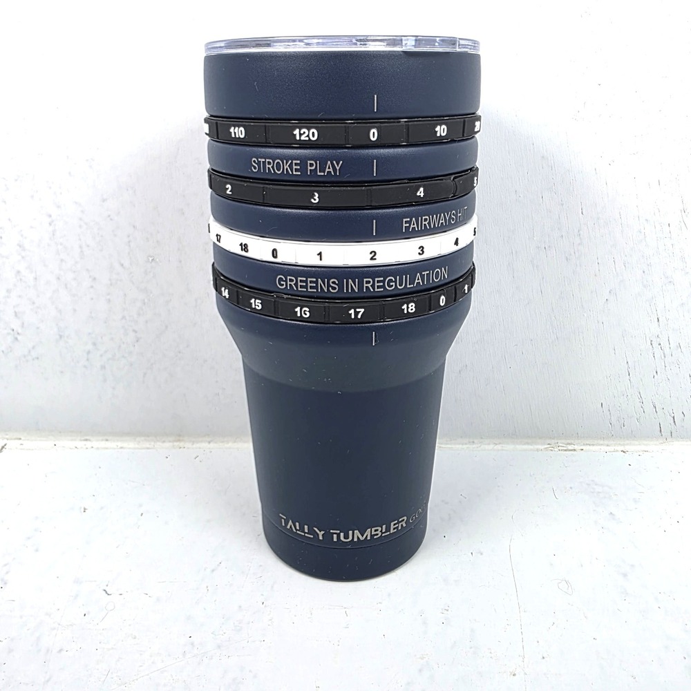 Golf Tally Tumbler Scorekeeper Insulated Drink Tumbler 24oz Navy Blue Lidded NEW